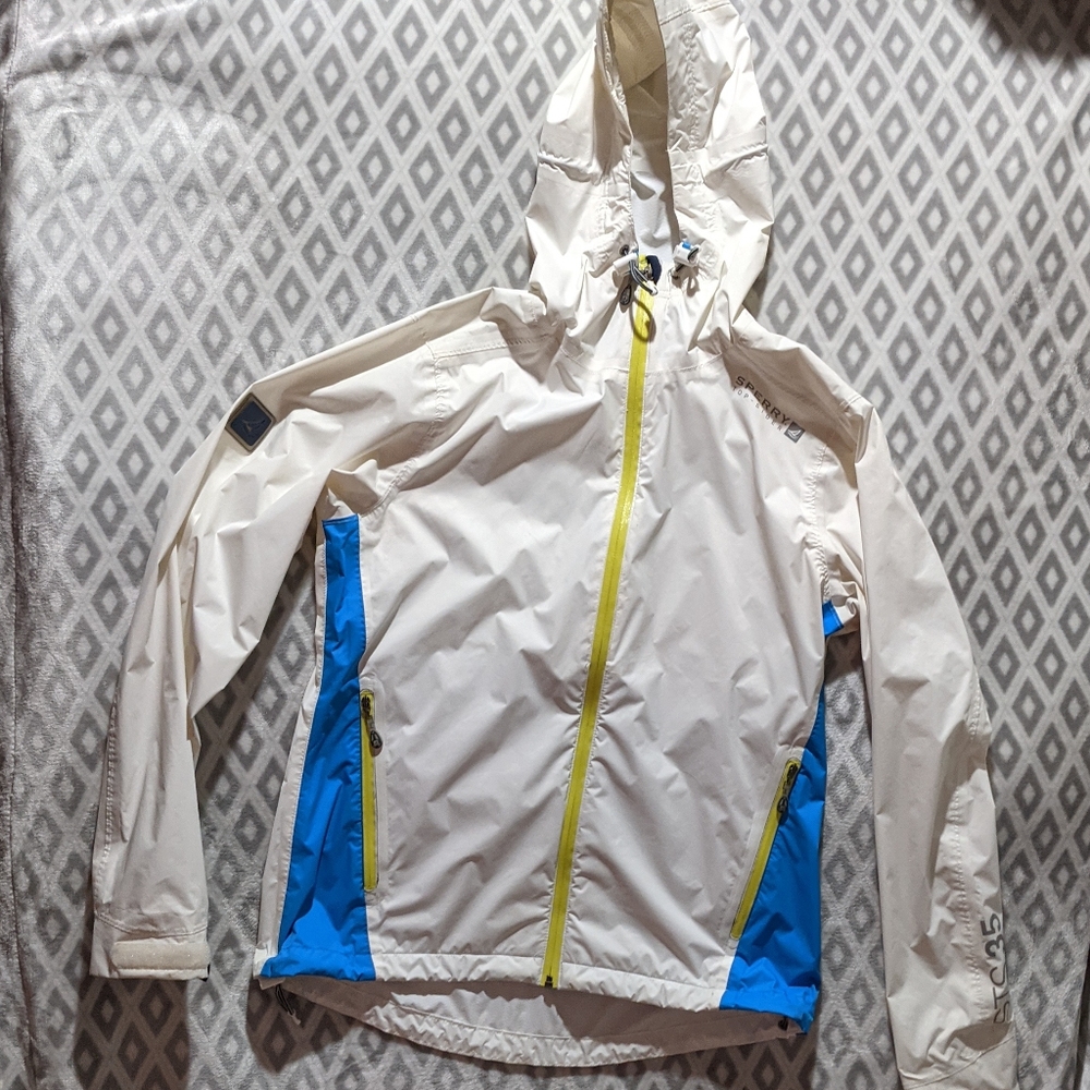 Sperry Top Sider White Rain Jacket Size Medium - Picture 1 of 15